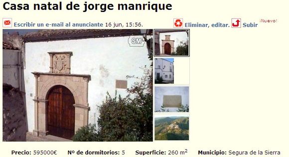 Casa natal de Jorge Manrique, en venta